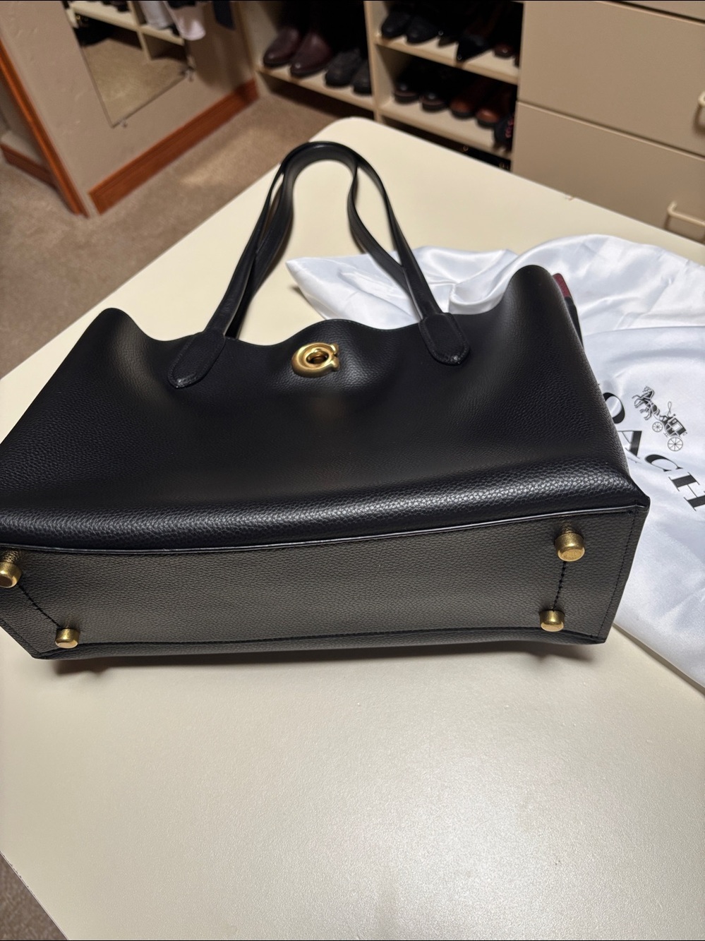 Coach New York Satin Drawstring Dust Bag - White